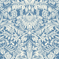 Lockwood Damask Wallpaper Wallpaper Ronald Redding Designs Double Roll Blue 