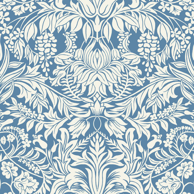 Lockwood Damask Wallpaper Wallpaper Ronald Redding Designs Double Roll Blue 