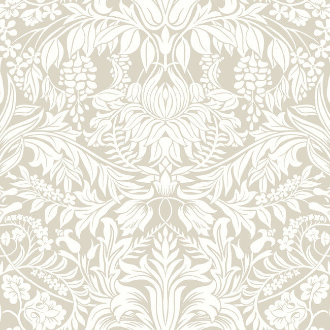 Lockwood Damask Wallpaper Wallpaper Ronald Redding Designs Double Roll Beige 