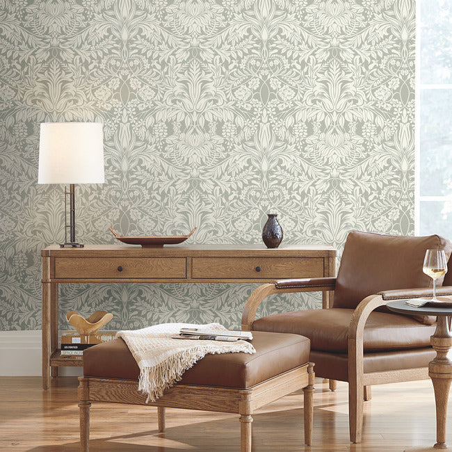 Lockwood Damask Wallpaper Wallpaper Ronald Redding Designs   