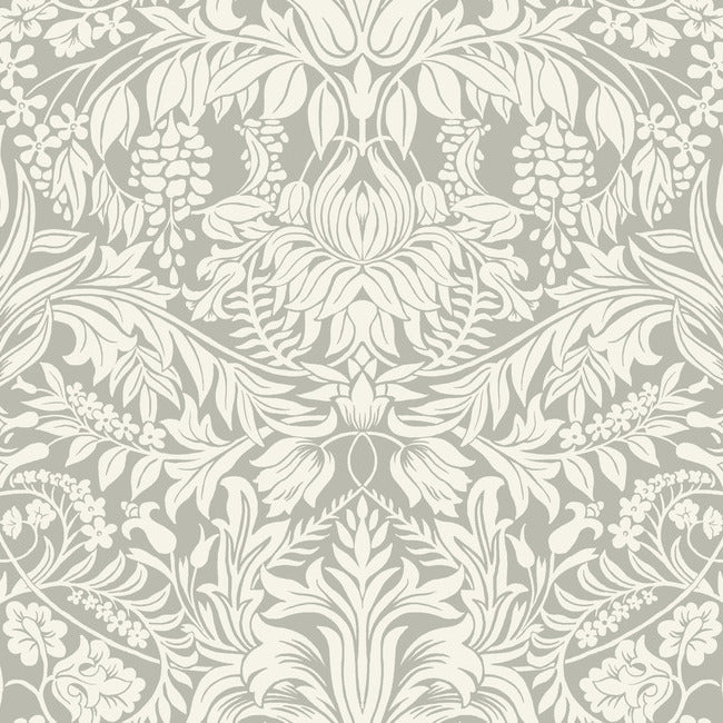 Lockwood Damask Wallpaper Wallpaper Ronald Redding Designs Double Roll Grey 