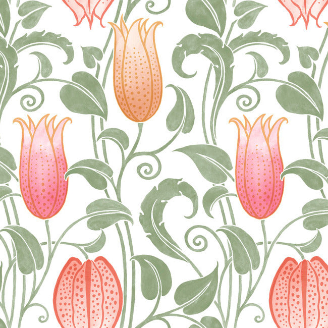 Canterbury Bells Wallpaper Wallpaper Ronald Redding Designs Double Roll White/Brights 