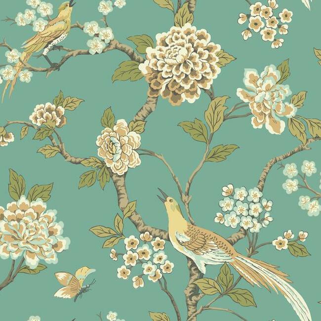 Fanciful Wallpaper Wallpaper York Double Roll Teal 