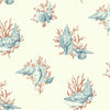 Shell Toile Wallpaper Wallpaper Ashford House Double Roll Orange/Blue 