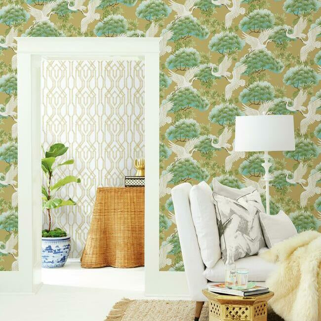 Sprig & Heron Wallpaper Wallpaper Ronald Redding Designs   