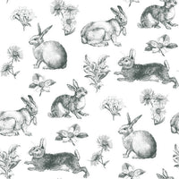 Bunny Toile Wallpaper Wallpaper York Double Roll Black/White 