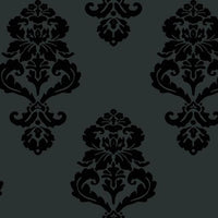 Graphic Damask Wallpaper Wallpaper York Double Roll Black/Lacquer 
