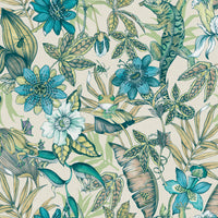 Rainforest Wallpaper Wallpaper York Wallcoverings Double Roll Cream/Green Multi 