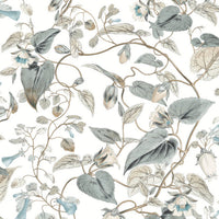 Moon Flower Wallpaper Wallpaper York Wallcoverings Double Roll White/Neutral/Blu 