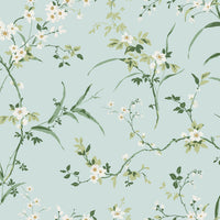 Blossom Branches Wallpaper Wallpaper York Wallcoverings Double Roll Spa Blue 