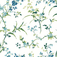 Blossom Branches Wallpaper Wallpaper York Wallcoverings Double Roll White/Blue 