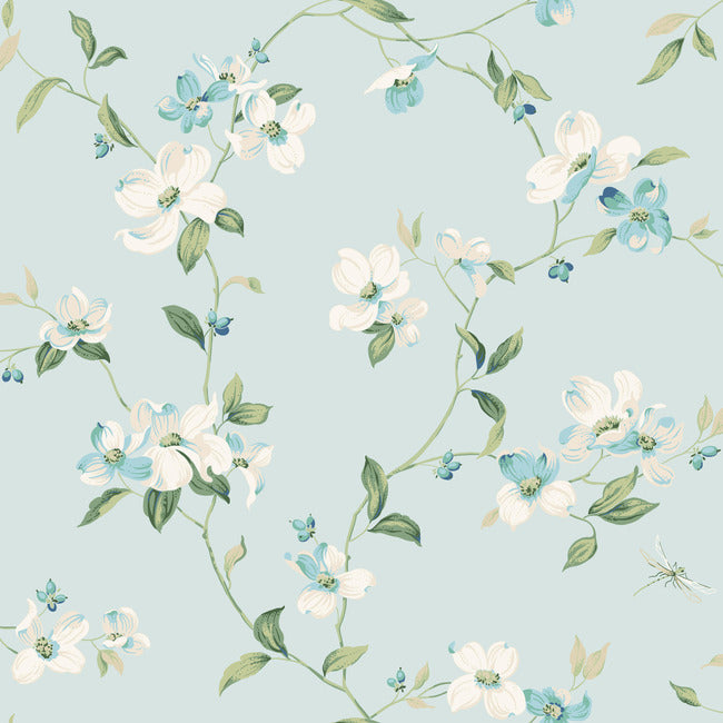 Dogwood Wallpaper Wallpaper York Wallcoverings Double Roll Light Blue 