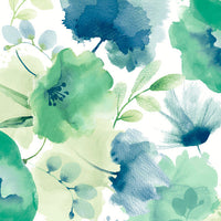 Watercolor Bouquet Wallpaper Wallpaper York Wallcoverings Double Roll Blue/Green 