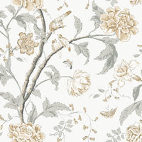 Teahouse Floral Wallpaper Wallpaper York Wallcoverings Double Roll Neutrals 