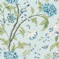 Teahouse Floral Wallpaper Wallpaper York Wallcoverings Double Roll Light Blue 