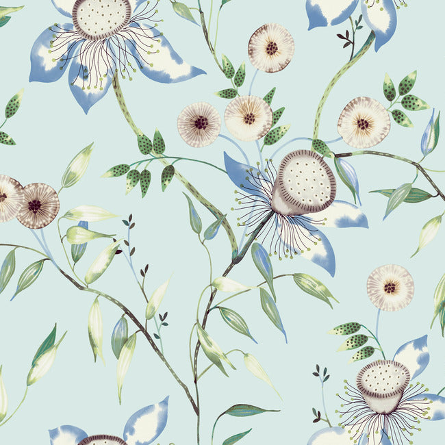 Dream Blossom Wallpaper Wallpaper York Wallcoverings Sample Light Blue