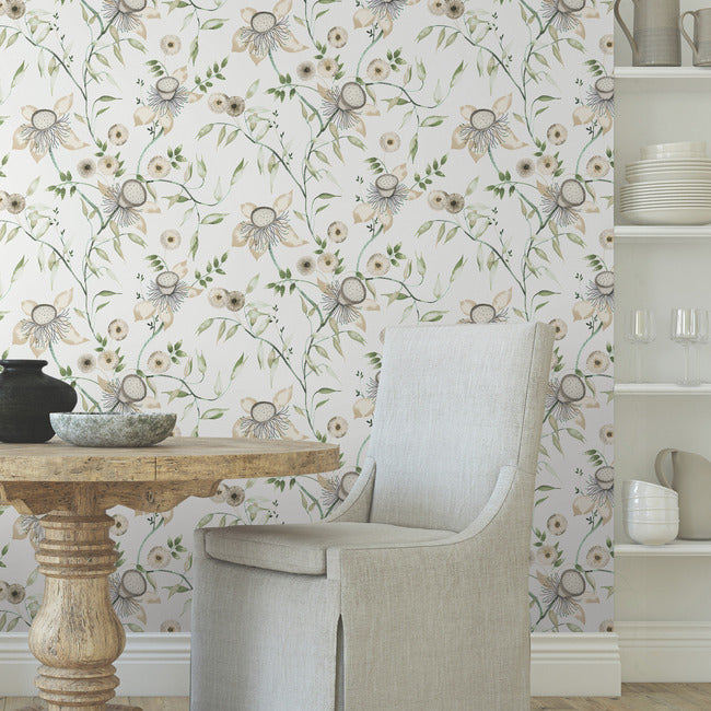 York Wallcoverings CL2520 Floral Dreams Wallpaper Gray