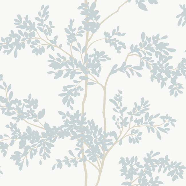 Lunaria Silhouette Wallpaper Wallpaper York Wallcoverings Double Roll White/Cloud Blue 