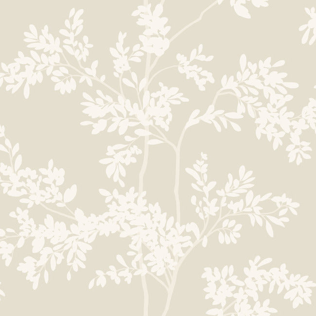 Lunaria Silhouette Wallpaper Wallpaper York Wallcoverings Double Roll Lt. Taupe/White 