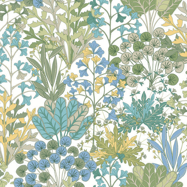 Forest Floor Wallpaper Wallpaper York Wallcoverings Double Roll White/Green 