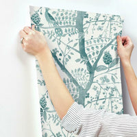Peacock Block Print Wallpaper Wallpaper Antonina Vella   