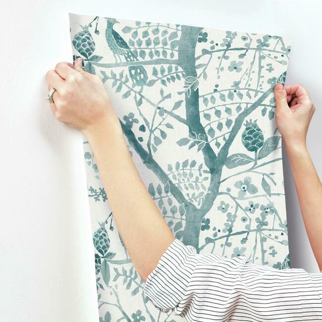 Peacock Block Print Wallpaper Wallpaper Antonina Vella   