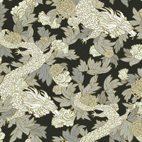 Ming Dragon Wallpaper Wallpaper York Double Roll Black/Gold 