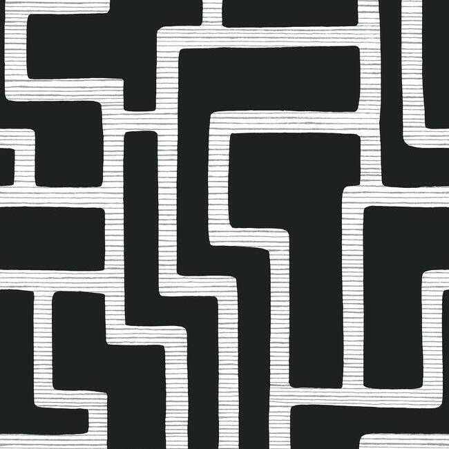 Graphic Polyomino Wallpaper Wallpaper York Double Roll Black/White 