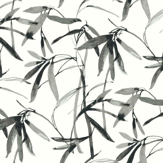 Bamboo Ink Wallpaper Wallpaper York Double Roll Black/White 