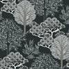 Kimono Trees Wallpaper Wallpaper York Double Roll Black/Metallic 