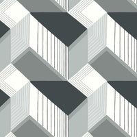 Graphic Geo Blocks Wallpaper Wallpaper York Double Roll Black/White 
