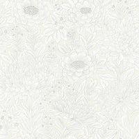 Wood Block Blooms Wallpaper Wallpaper York Double Roll Cream/Glint 