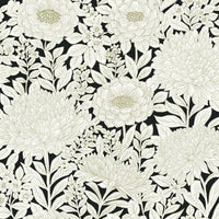 Wood Block Blooms Wallpaper Wallpaper York Double Roll Black/Gold 