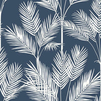 King Palm Silhouette Wallpaper Wallpaper York Double Roll Navy 