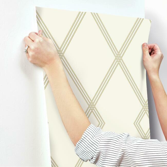 Ribbon Stripe Trellis Wallpaper Wallpaper York   