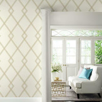 Ribbon Stripe Trellis Wallpaper Wallpaper York   