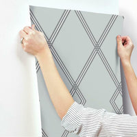 Ribbon Stripe Trellis Wallpaper Wallpaper York   