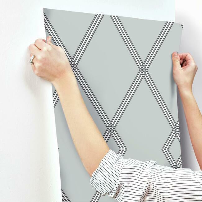 Ribbon Stripe Trellis Wallpaper Wallpaper York   