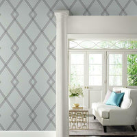 Ribbon Stripe Trellis Wallpaper Wallpaper York   