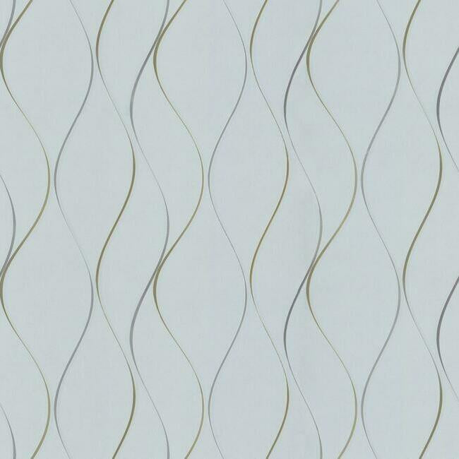 Wavy Stripe Wallpaper Wallpaper Antonina Vella Double Roll Light Blue 