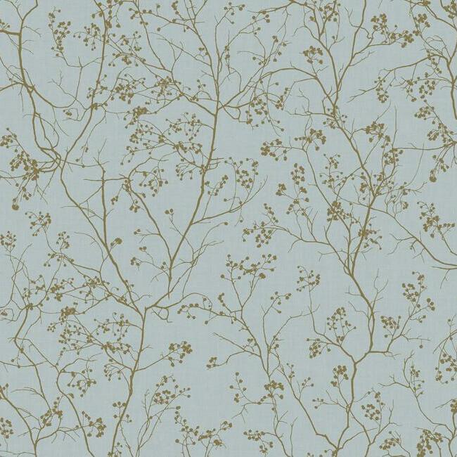 Luminous Branches Wallpaper Wallpaper Antonina Vella Double Roll Smokey Blue/Gold 