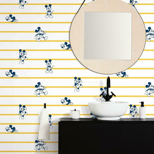 Disney Mickey Mouse Stripe Wallpaper Wallpaper York   