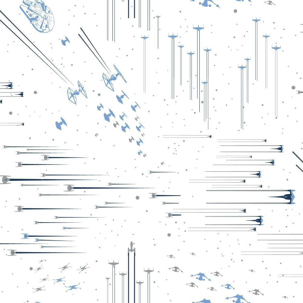 Star Wars: Galactic Battles Peel and Stick Wallpaper Peel and Stick Wallpaper RoomMates Roll Blue 
