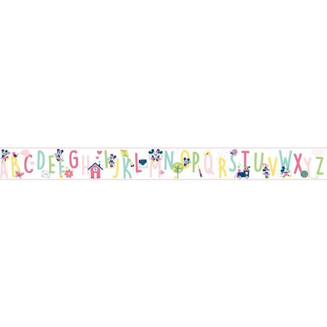 Disney Mickey Mouse ABC Wallpaper Border Wallpaper Border York Spool Pinks/Bright 