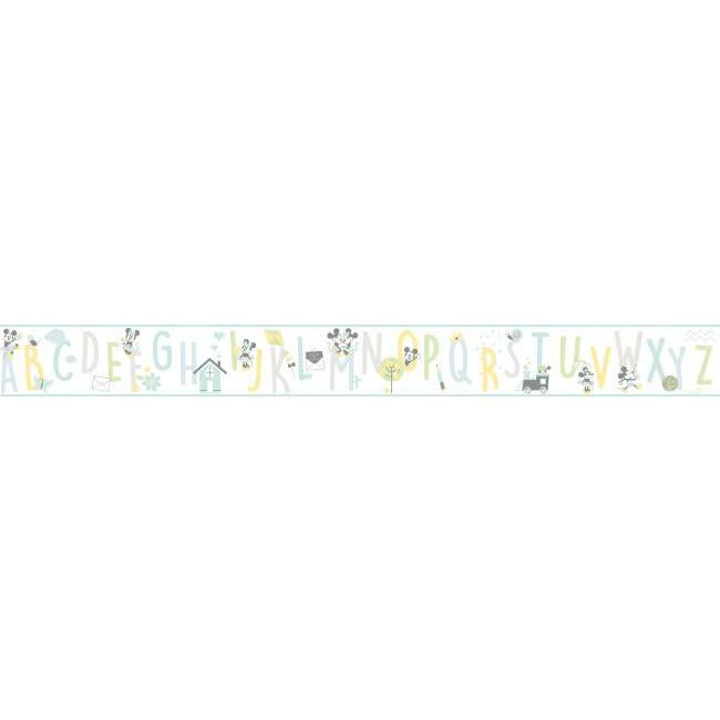 Disney Mickey Mouse ABC Wallpaper Border Wallpaper Border York Spool Greens/Neutral 