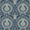 Imperial Damask Wallpaper Wallpaper York Double Roll Navy/Silver 