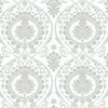Imperial Damask Wallpaper Wallpaper York Double Roll White/Silver 