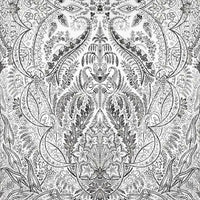 Jaipur Paisley Damask Wall Mural Wall Mural York Roll Black/White 