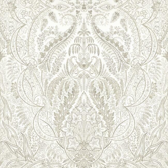 Jaipur Paisley Damask Wall Mural Wall Mural York Roll Beige/White 