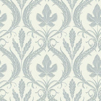 Adirondack Damask Wallpaper Wallpaper York Double Roll Smokey Blue/Beige 